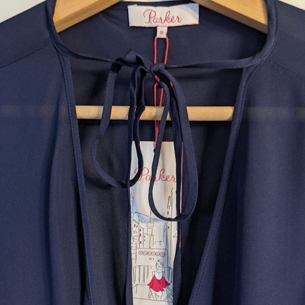 Nwt Parker | Larah Silk Georgette Blouse In Raven — image 8 of 8